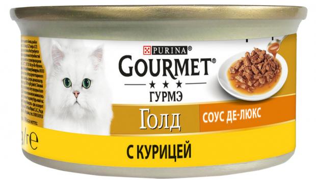 

Консервированный корм для кошек Gourmet Gold Соус Де-люкс с курицей в роскошном соусе, 85 г