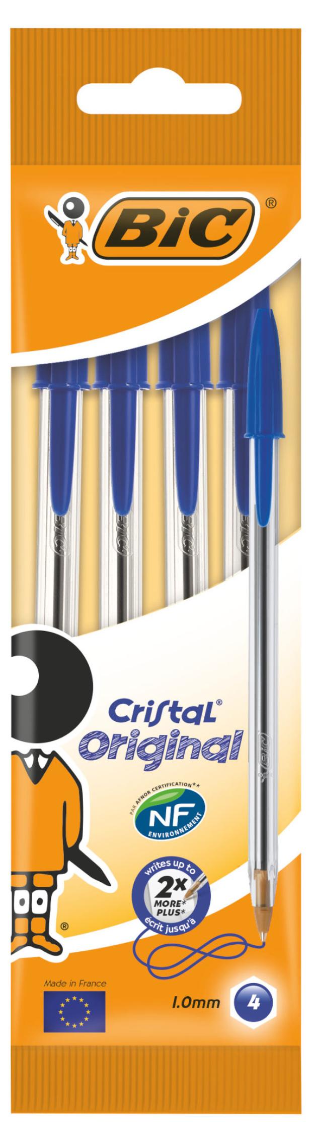 фото Ручка шариковая bic cristal original синяя, 4 шт