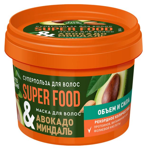 

Маска для волос Фитокосметик Super Food Объем и сила авокадо миндаль, 100 мл