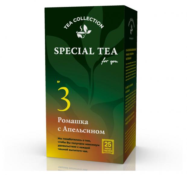 

Чай зеленый «Императорский чай» SPECIAL TEA Байховый Ромашка сапельсином, 25x1,8 г