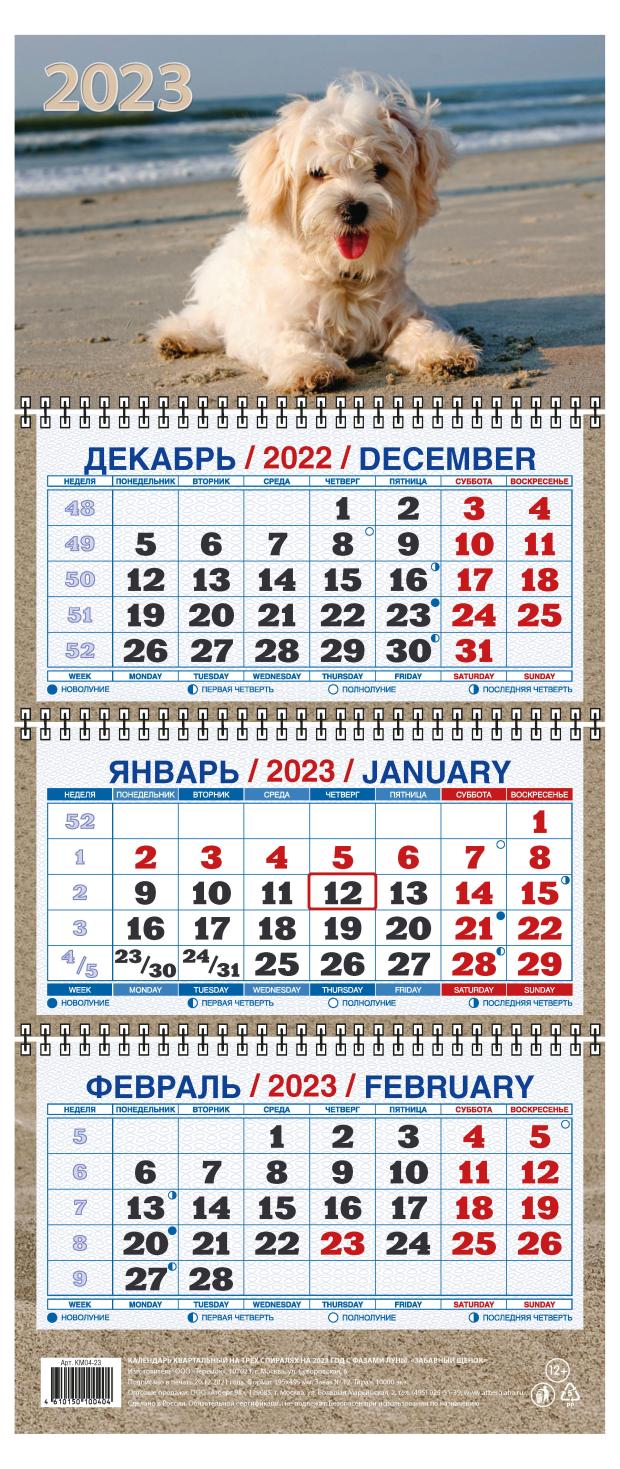 

Календарь настенный 2023 Терем Забавный щенок, 195х465 мм