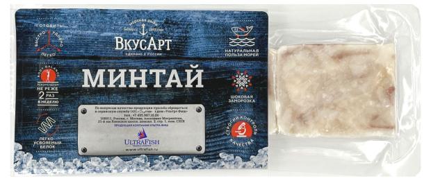 Минтай замороженный Вкус Арт филе, 400 г минтай замороженный polar филе порционное 400 г