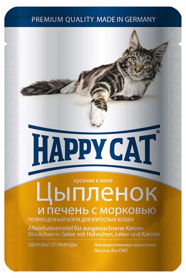 

Корм для кошек Happy Cat цыпленок печень и морковь в желе, 100 г