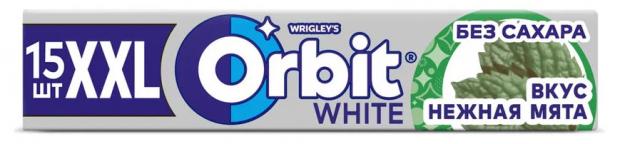 фото Резинка жевательная orbit white xxl нежная мята без сахара, 20,4 г